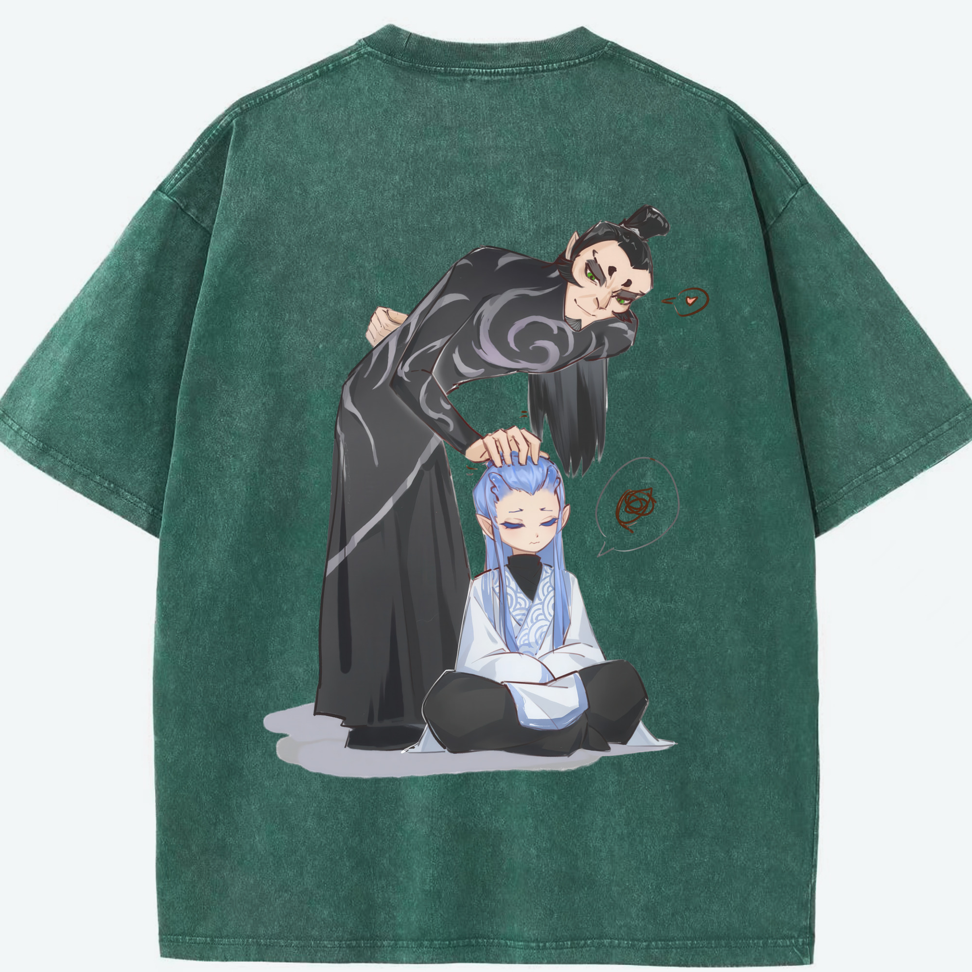 （画像用） Ne Zha 2 ナタ 魔童の大暴れ 綿100% ヴィンテージ風 半袖Tシャツ（背面プリント）